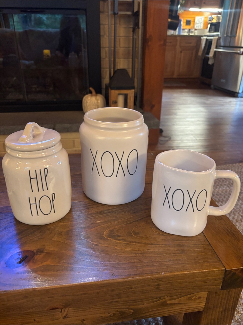 White XOXO Ceramic Mug and Canister Set - Decorative Home Dining